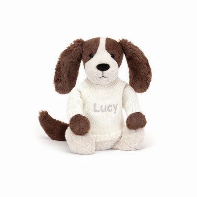 Jellycat Bashful Fudge Cachorro with Cream Jumper | QTUW-79652